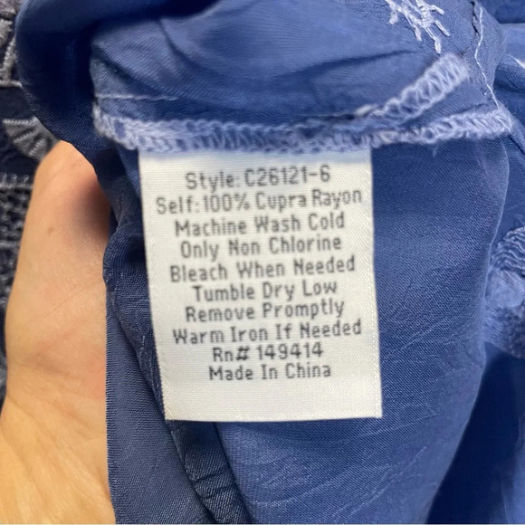 Johnny Was Embroidered Floral Blue Boho Tunic Top - Picture 6 of 7